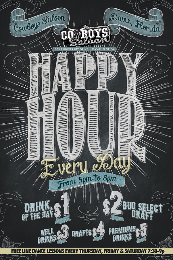 Happy Hour at Cowboys Saloon and Grill in Davie, Florida